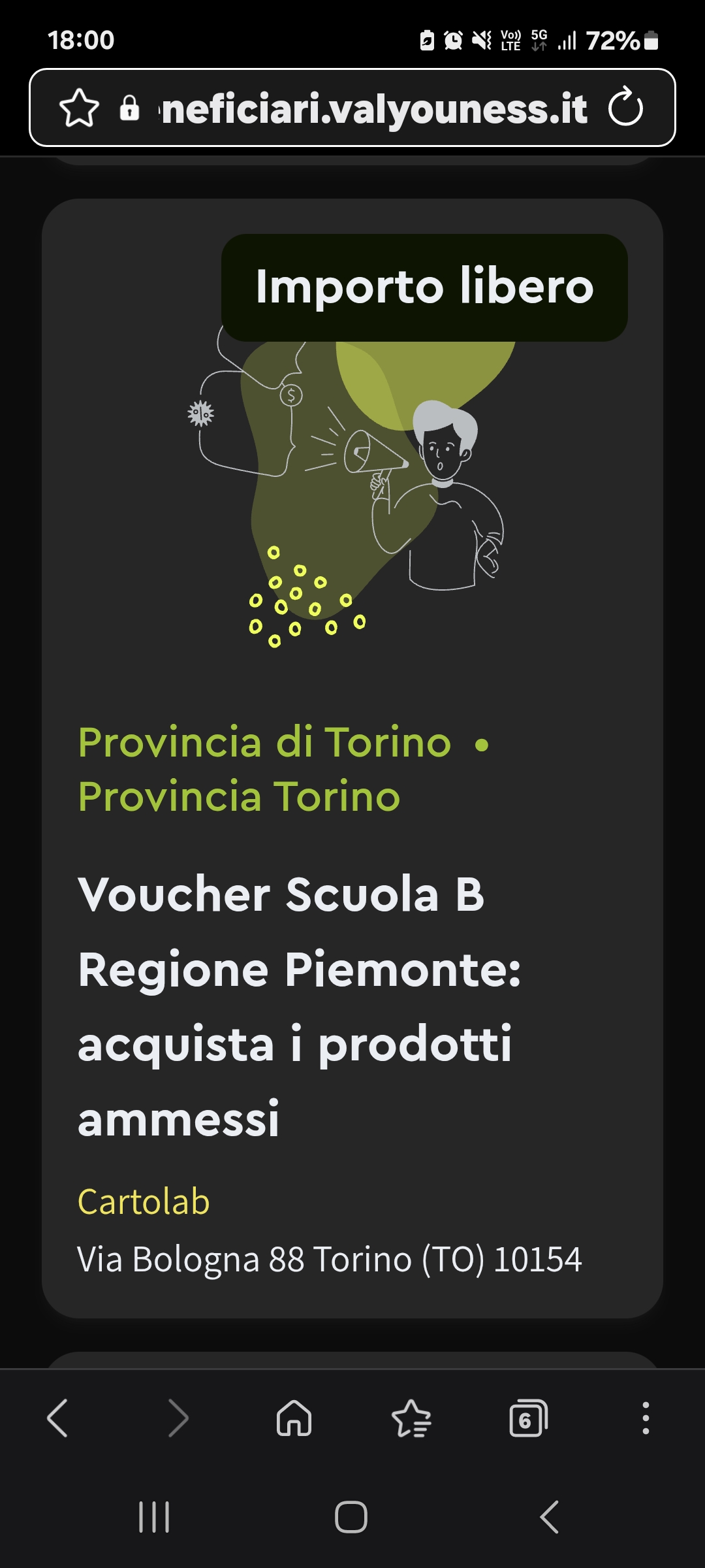 Esempio: selezione offerta e credito su Valyouness
